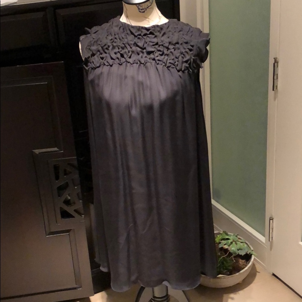 Longchamp black silk baby doll dress